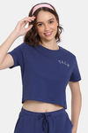Rosaline Yale University Crop Length Loungewear Top - Bellwether Blue — thumbnail 1